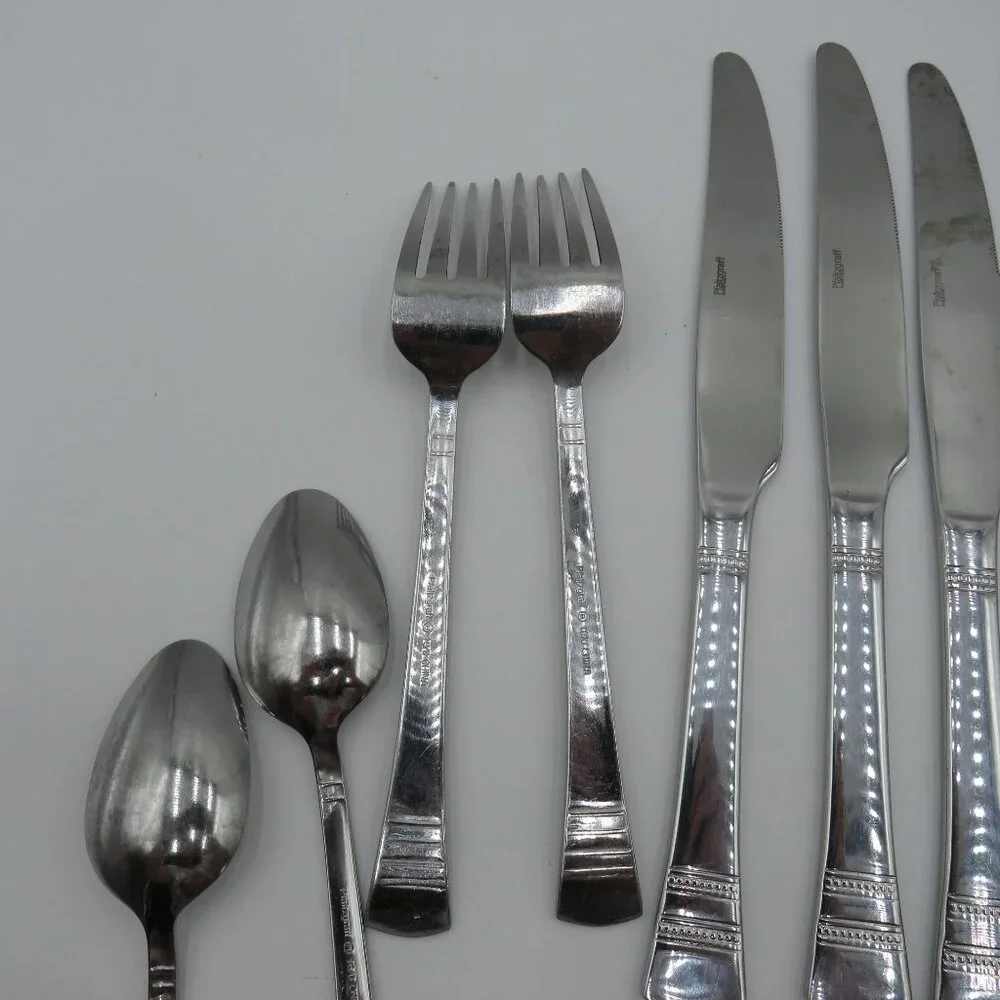 Pfaltzgraff Flatware Mix Lot 28 Pieces Sapphire Pattern Stainless Steel‎
